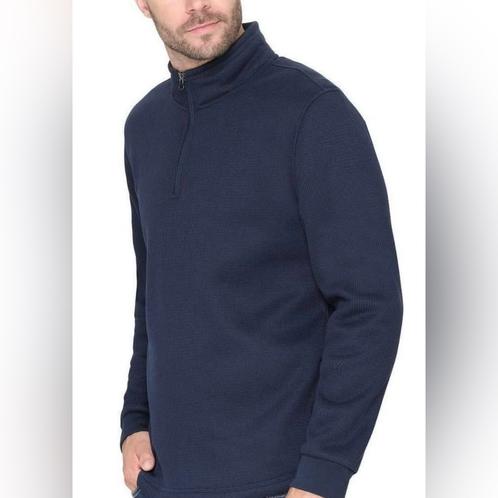 B.C. Clothing Heritage Men's Sz Large Quarter Zip Navy Sweater Casual Work